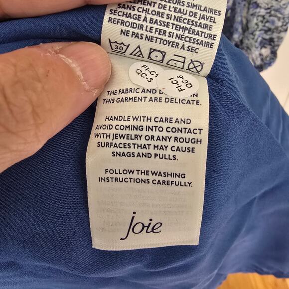 Joie Blue Bohemian Dress Tiered Maxi Chiffon Paisley Long Sleeve Size XXL - Picture 8 of 9